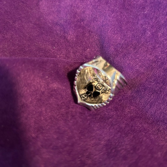 VINTAGE G&S SILVER SKULL MOTORCYCLE RING HD SKULL RING BIKER RING - Picture 3 of 5